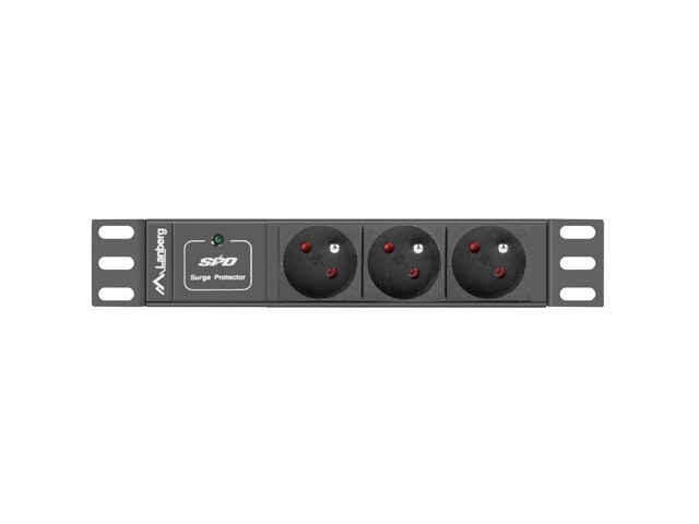 STRÖMFÖRDELNINGSENHET (PDU) 10" LANBERG 1U 10A 2M 3X FRANSKA UTTAG SVART C14
