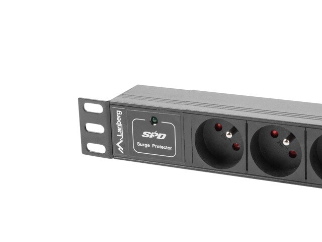 STRÖMFÖRDELNINGSENHET (PDU) 10" LANBERG 1U 10A 2M 3X FRANSKA UTTAG SVART C14