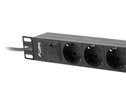 STRÖMFÖRDELNINGSENHET (PDU) 10" LANBERG 1U 16A 2M 3X SCHUKO UTTAG SVART