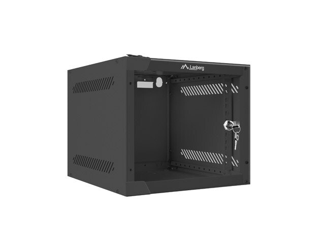 RACKSKÅP 10" VÄGGMONTERAT 4U/280X310 (FLAT PACK) MED GLASDÖRR SVART LANBERG