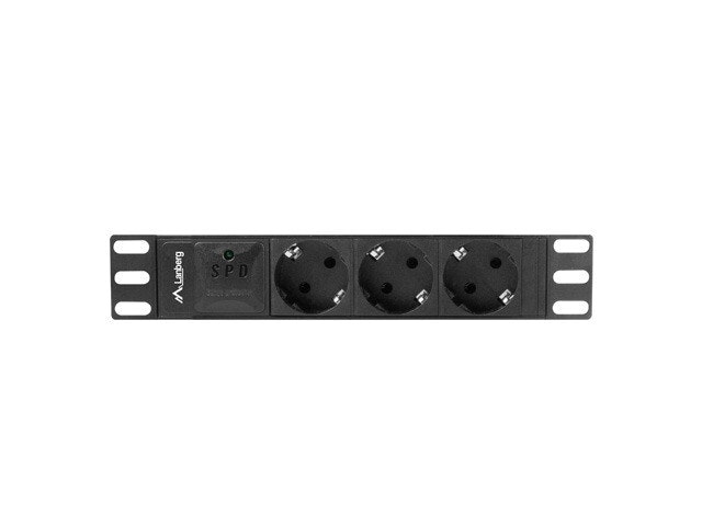 STRÖMFÖRDELNINGSENHET (PDU) 10" LANBERG 1U 16A 2M 3X SCHUKO UTTAG SVART