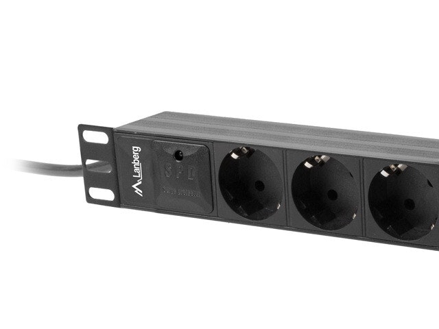 STRÖMFÖRDELNINGSENHET (PDU) 10" LANBERG 1U 10A 2M 3X SCHUKO UTTAG SVART C14