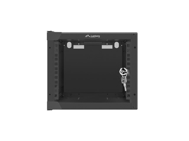 RACKSKÅP 10" VÄGGMONTERAT 4U/280X310 (FLAT PACK) MED GLASDÖRR SVART LANBERG