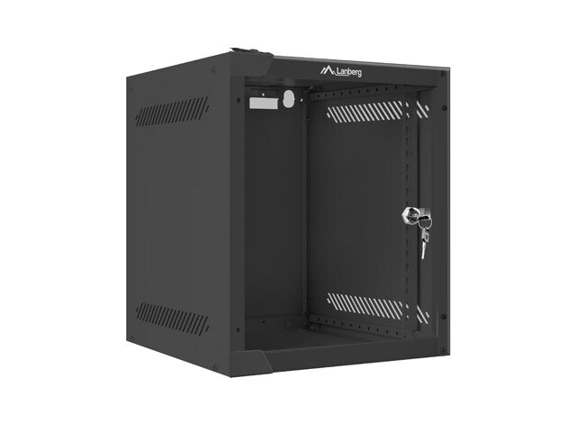 RACKSKÅP 10" VÄGGMONTERAT 6U/280X310 (FLAT PACK) MED GLASDÖRR SVART LANBERG