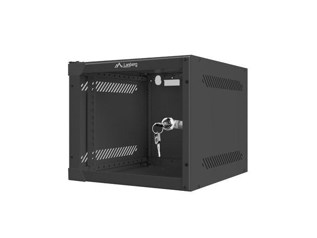 RACKSKÅP 10" VÄGGMONTERAT 4U/280X310 (FLAT PACK) MED GLASDÖRR SVART LANBERG