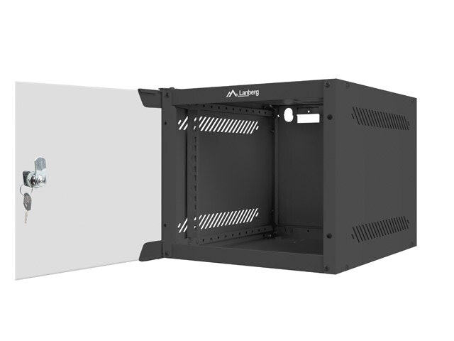 RACKSKÅP 10" VÄGGMONTERAT 4U/280X310 (FLAT PACK) MED GLASDÖRR SVART LANBERG