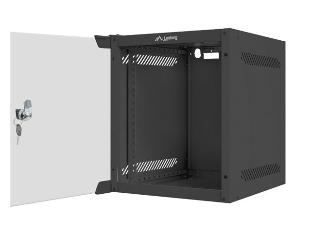 RACKSKÅP 10" VÄGGMONTERAT 6U/280X310 (FLAT PACK) MED GLASDÖRR SVART LANBERG