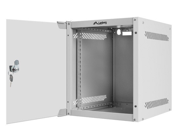 RACKSKÅP 10" VÄGGMONTERAT 6U/280X310 (FLAT PACK) MED GLASDÖRR GRÅ LANBERG