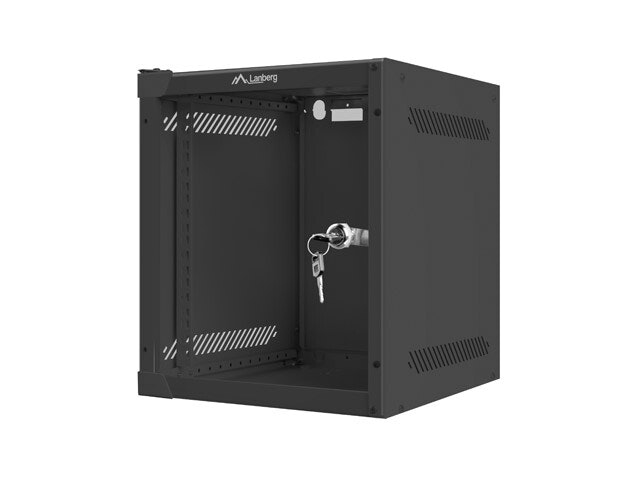 RACKSKÅP 10" VÄGGMONTERAT 6U/280X310 (FLAT PACK) MED GLASDÖRR SVART LANBERG