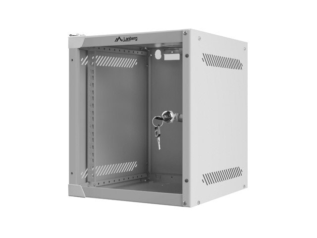 RACKSKÅP 10" VÄGGMONTERAT 6U/280X310 (FLAT PACK) MED GLASDÖRR GRÅ LANBERG
