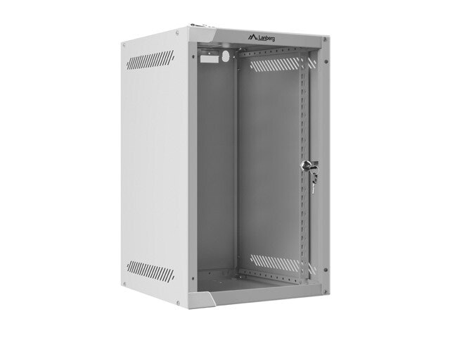 RACKSKÅP 10" VÄGGMONTERAT 9U/280X310 (FLAT PACK) MED GLASDÖRR GRÅ LANBERG