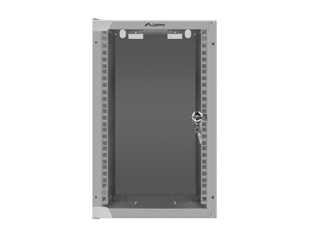 RACKSKÅP 10" VÄGGMONTERAT 9U/280X310 (FLAT PACK) MED GLASDÖRR GRÅ LANBERG