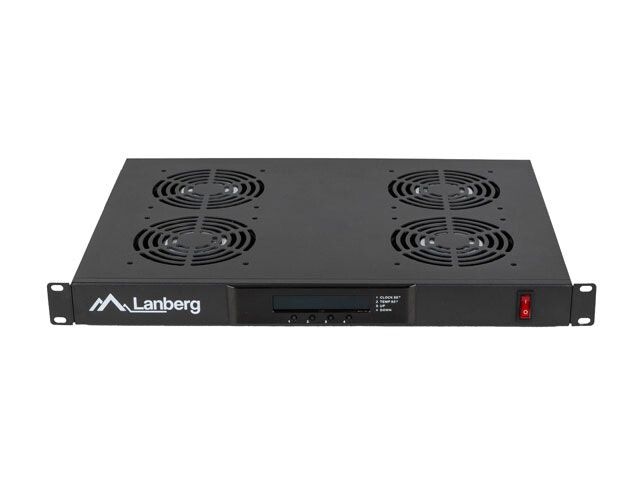 19" FLÄKTAGGREGAT / VENTILATIONSPANEL MED LCD 4 FLÄKTAR + TERMOSTAT 230V SVART LANBERG