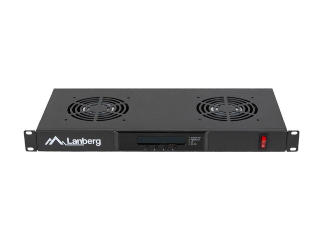 19" FLÄKTAGGREGAT / VENTILATIONSPANEL MED LCD 2 FLÄKTAR + TERMOSTAT 230V SVART LANBERG
