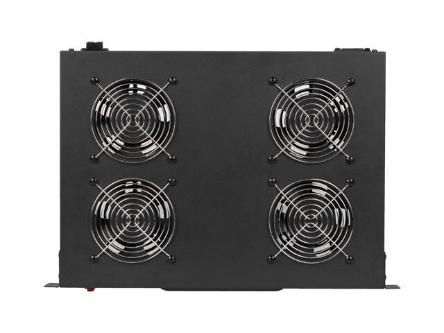 19" FLÄKTAGGREGAT / VENTILATIONSPANEL MED LCD 4 FLÄKTAR + TERMOSTAT 230V SVART LANBERG