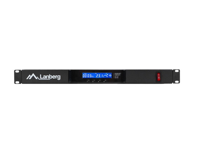 19" FLÄKTAGGREGAT / VENTILATIONSPANEL MED LCD 4 FLÄKTAR + TERMOSTAT 230V SVART LANBERG