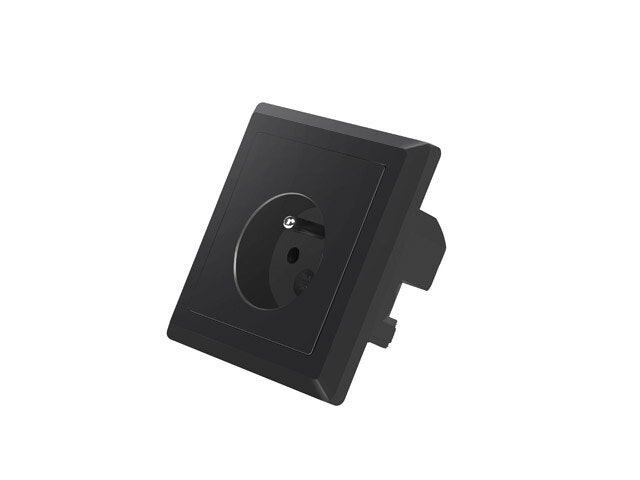 VÄGGUTTAG 230V MED 2 USB-PORTAR 2.1A, FRANSKT UTTAG SVART LANBERG