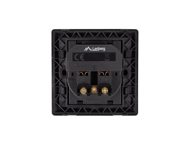 VÄGGUTTAG 230V MED 2 USB-PORTAR 2.1A, SCHUKO UTTAG SVART LANBERG