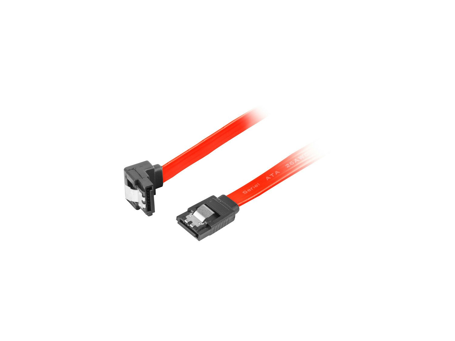 SATA DATA II (3GB/S) F/F-KABEL 30CM VINKLADE METALLKLÄMMOR RÖD LANBERG