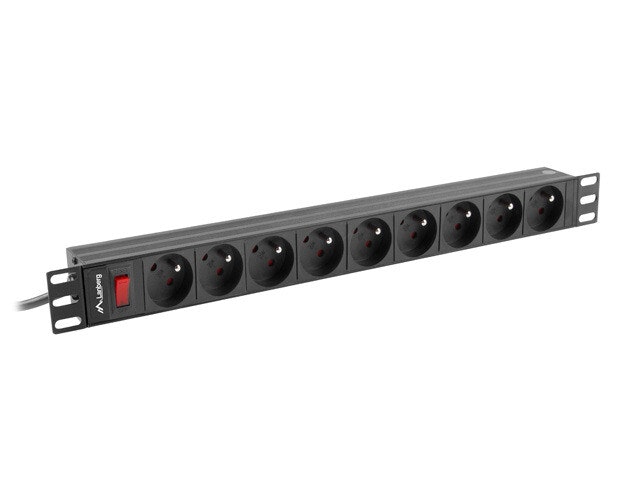 STRÖMFÖRDELNINGSENHET (PDU) 19" LANBERG 1U 16A 3M 9X FRANSKA UTTAG SVART