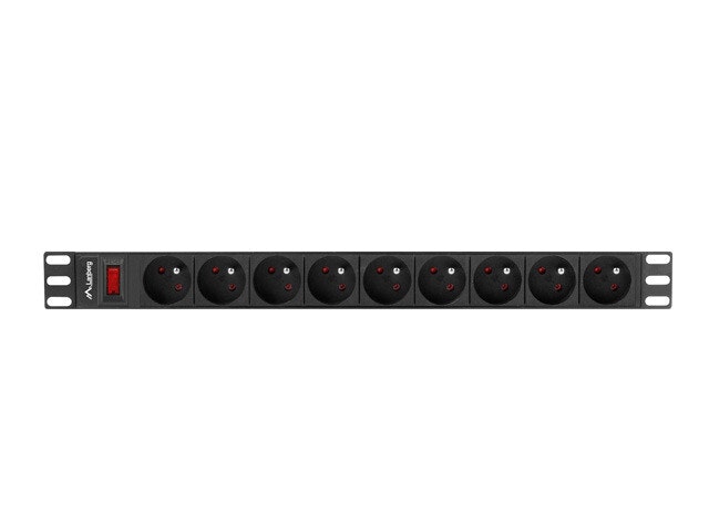 STRÖMFÖRDELNINGSENHET (PDU) 19" LANBERG 1U 16A 3M 9X FRANSKA UTTAG SVART