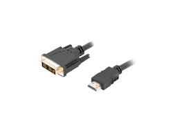 HDMI(M)->DVI-D(M)(18+1) KABEL 0,5M SVART ENKEL LÄNK MED GULDPLÄTERADE KONTAKTER LANBERG