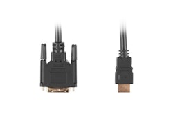 HDMI(M)->DVI-D(M)(18+1) KABEL 0,5M SVART ENKEL LÄNK MED GULDPLÄTERADE KONTAKTER LANBERG
