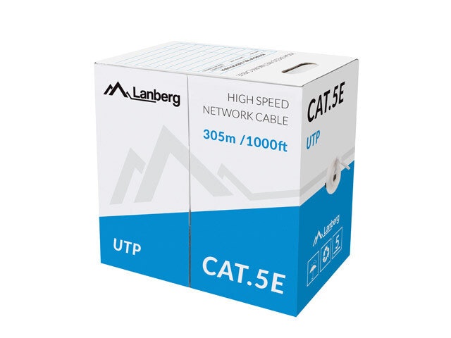LAN-KABEL CAT.5E UTP 305M SOLID CU GRÅ CPR + FLUKE GODKÄND LANBERG