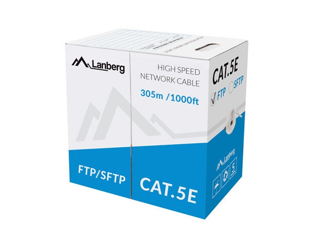 LAN-KABEL CAT.5E FTP 305M SOLID CU GRÅ CPR + FLUKE GODKÄND LANBERG