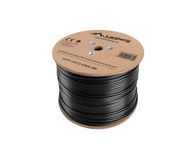 LAN-KABEL CAT.5E FTP 305M SOLID UTOMHUS CU SVART FLUKE PASSERADE LANBERG