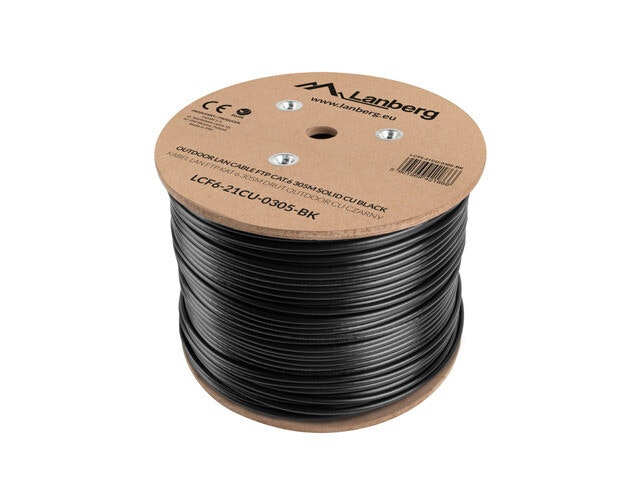 LAN-KABEL CAT.6 FTP 305M SOLID UTOMHUS CU SVART FLUKE PASSERADE LANBERG