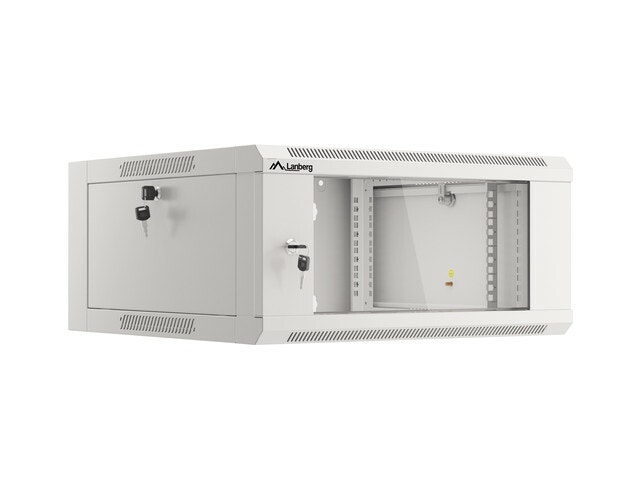 RACKSKÅP 19" VÄGGMONTERAT 4U 600 SNABBMONTERING (FLAT PACK) GRÅ LANBERG