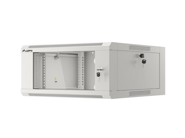 RACKSKÅP 19" VÄGGMONTERAT 4U 600 SNABBMONTERING (FLAT PACK) GRÅ LANBERG