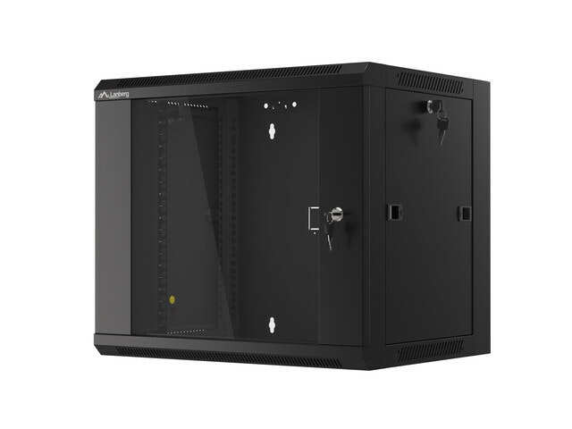 RACKSKÅP 19" VÄGGMONTERAT 9U 450 SNABBMONTERING (FLAT PACK) SVART LANBERG