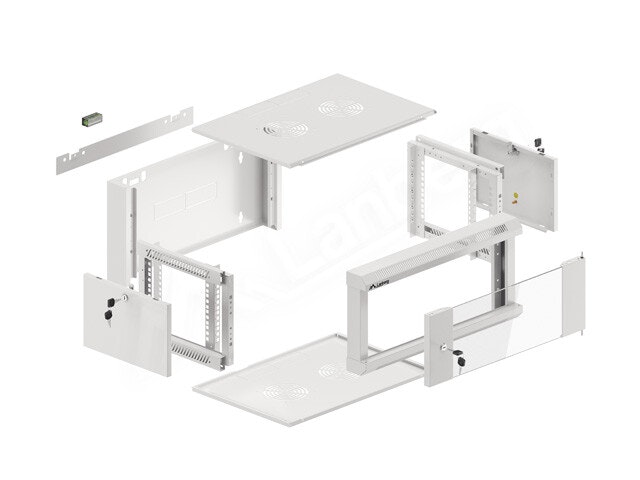 RACKSKÅP 19" VÄGGMONTERAT 4U 450 SNABBMONTERING (FLAT PACK) GRÅ LANBERG