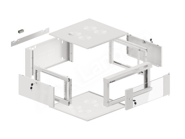 RACKSKÅP 19" VÄGGMONTERAT 4U 600 SNABBMONTERING (FLAT PACK) GRÅ LANBERG