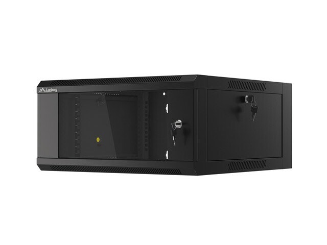 RACKSKÅP 19" VÄGGMONTERAT 4U 600 SNABBMONTERING (FLAT PACK) SVART LANBERG