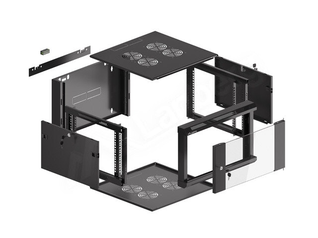 RACKSKÅP 19" VÄGGMONTERAT 6U 600 SNABBMONTERING (FLAT PACK) SVART LANBERG