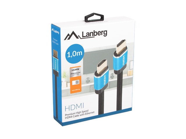 HDMI M/M V2.0 KABEL 1M CU SVART BOX PREMIUM CERTIFIKAT LANBERG
