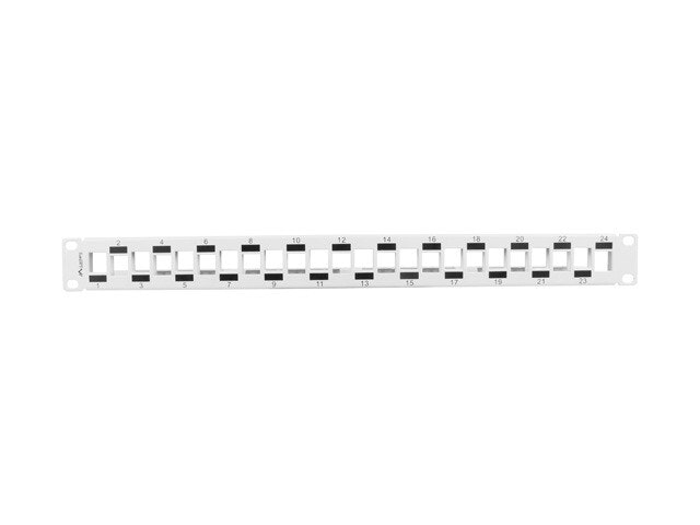 PATCHPANEL BLANK 24 PORT 1U FÖRSKJUTEN MED ORGANISATÖR FÖR KEYSTONE-MODULER GRÅ LANBERG