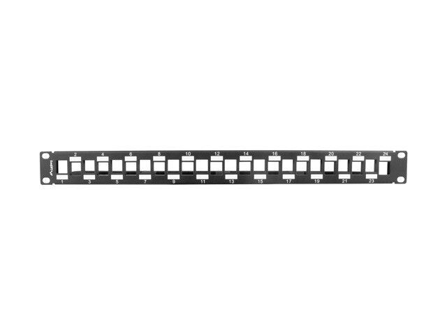 PATCHPANEL BLANK 24 PORT 1U FÖRSKJUTEN MED ORGANISATÖR FÖR KEYSTONE MODULER SVART LANBERG