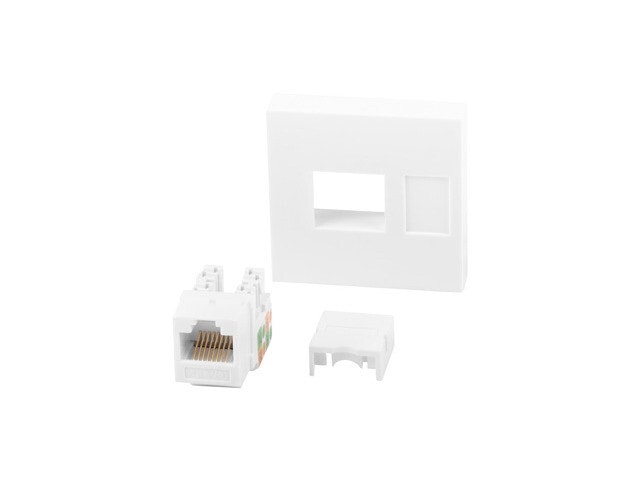 VÄGGUTTAG RJ45 45X45 + KEYSTONE CAT.6 UTP VIT LANBERG