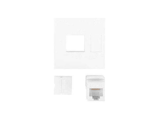 VÄGGUTTAG RJ45 45X45 + KEYSTONE CAT.6 UTP VIT LANBERG