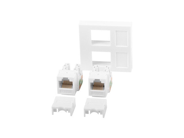 VÄGGUTTAG 2X RJ45 45X45 + KEYSTONE 2X CAT.6 UTP VIT LANBERG