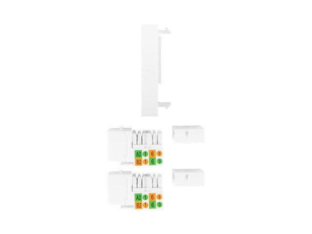 VÄGGUTTAG 2X RJ45 45X45 + KEYSTONE 2X CAT.6 UTP VIT LANBERG