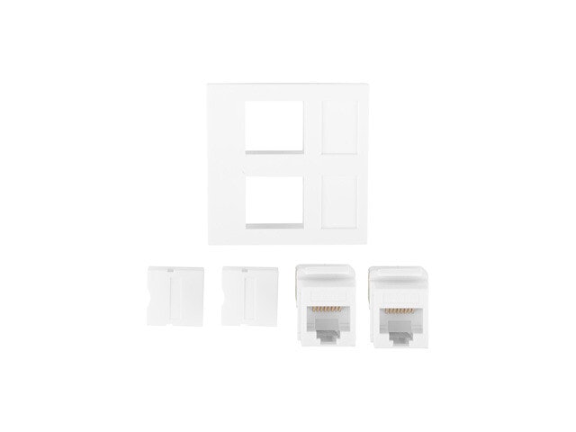 VÄGGUTTAG 2X RJ45 45X45 + KEYSTONE 2X CAT.6 UTP VIT LANBERG