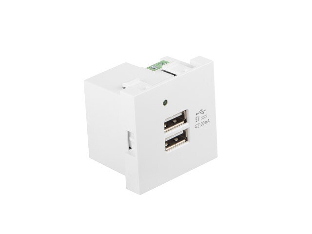 VÄGGUTTAG 230V 45X45 5V 2X USB-A 2.1A VIT LANBERG