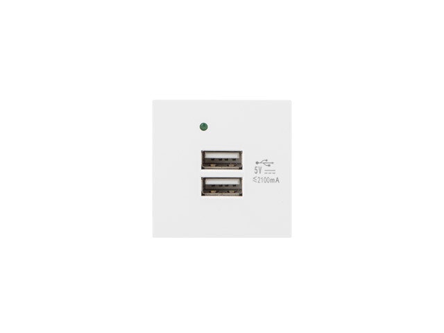VÄGGUTTAG 230V 45X45 5V 2X USB-A 2.1A VIT LANBERG