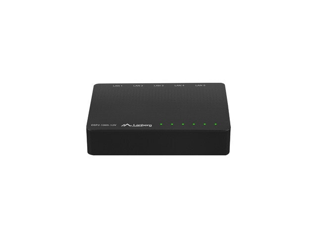 SWITCH LANBERG DSP2-1005-12V 5X 1GB/S UNMANAGED GIGABIT ETHERNET DESKTOP 12V