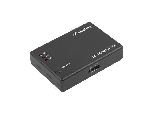 SWITCH VIDEO LANBERG 3X HDMI SVART + MICRO USB PORT + FJÄRRKONTROLL